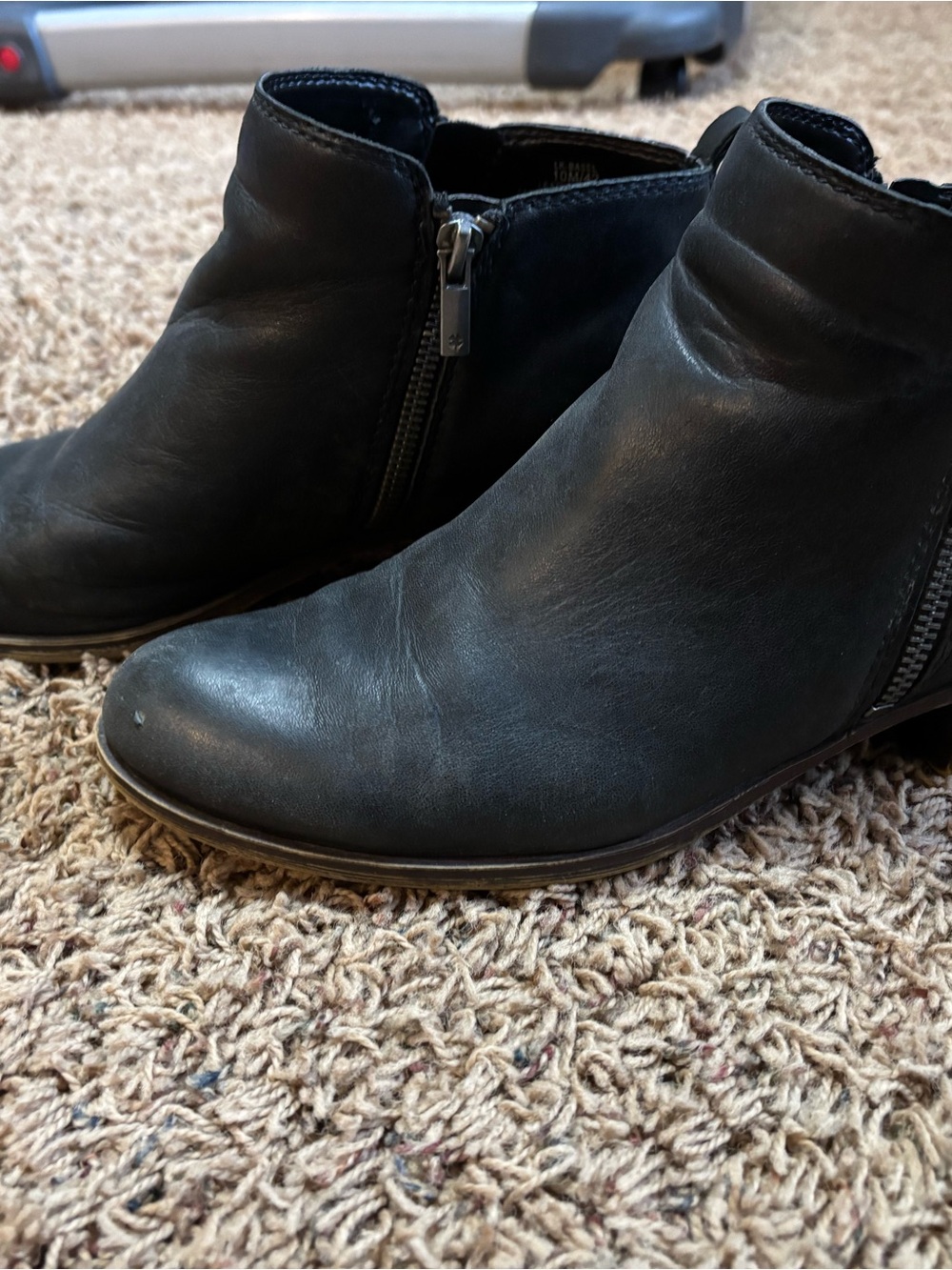 Lucky Brand Black Leather Side-Zip Ankle Booties